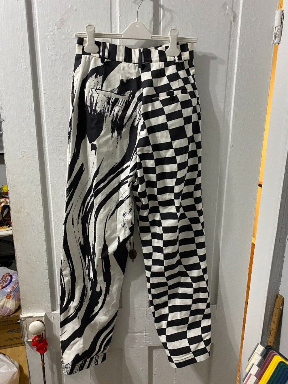 Women's Black and White Split Half Pants
